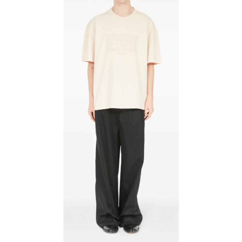 Maison Margiela Geborduurde Nummers Katoenen T-shirt Beige Heren