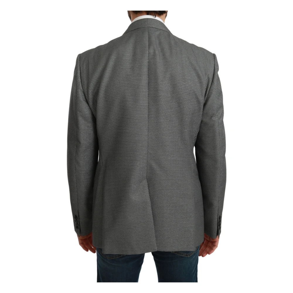 Dolce & Gabbana Grijze Fantasiepatroon Slim Fit Blazer Gray Heren