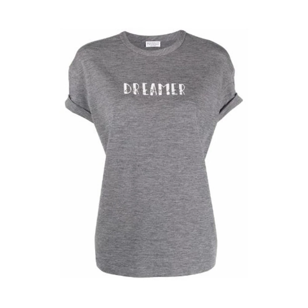 Brunello Cucinelli Grå Elastane Stretch T-Shirt