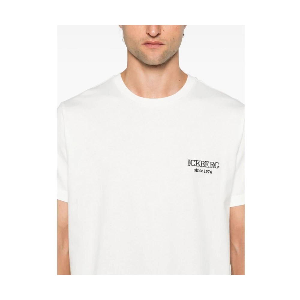 Iceberg Witte Katoenen Logo Geborduurd T-shirt White Heren