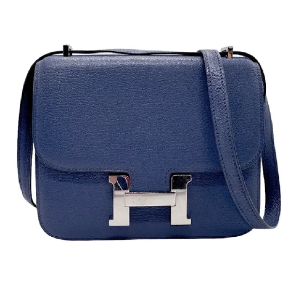 Hermès Vintage Pre-owned Leather crossbody-bags Blue Dames