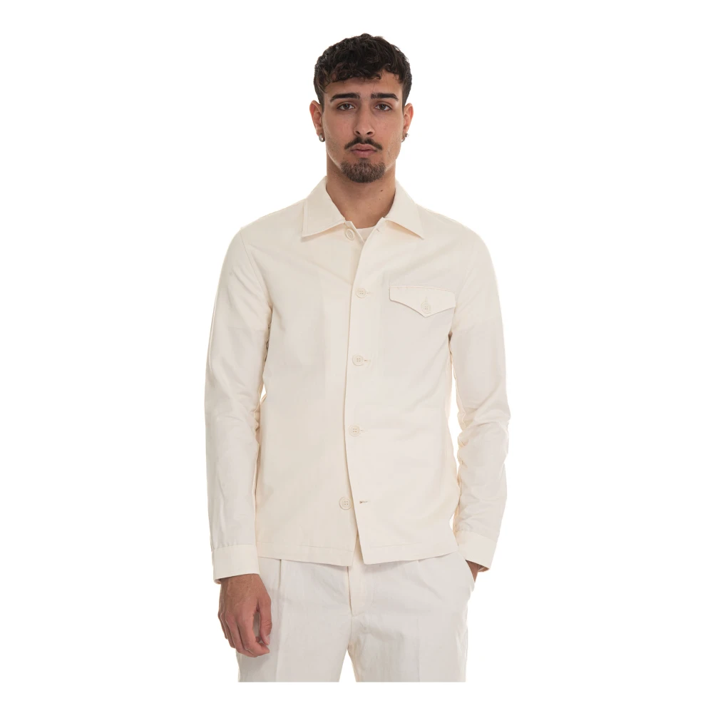 Hindustrie Knoopsluiting Overshirt met Borstzak Beige Heren