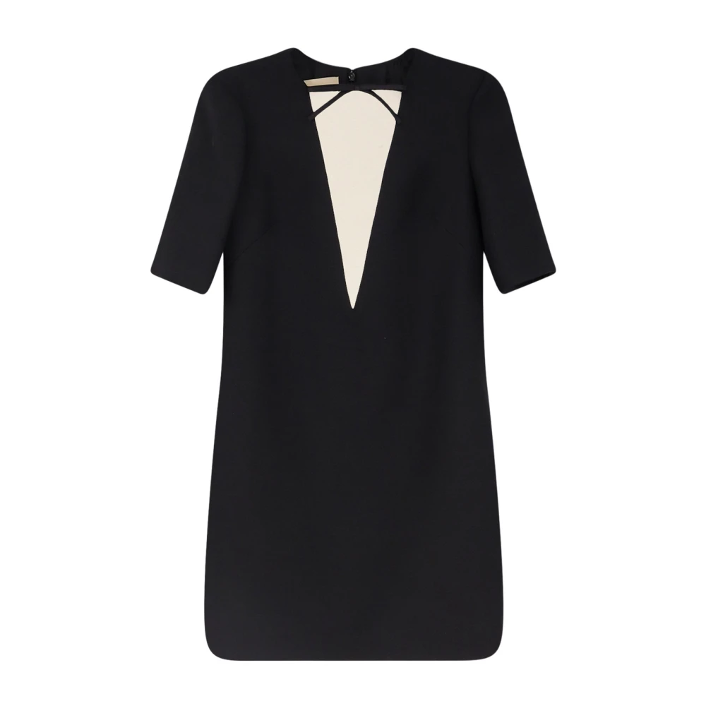 Valentino Women's Black Satin-Trimmed Wool And Silk-Blend Dupioni Mini Dress - Short Dresses - S - Dresses