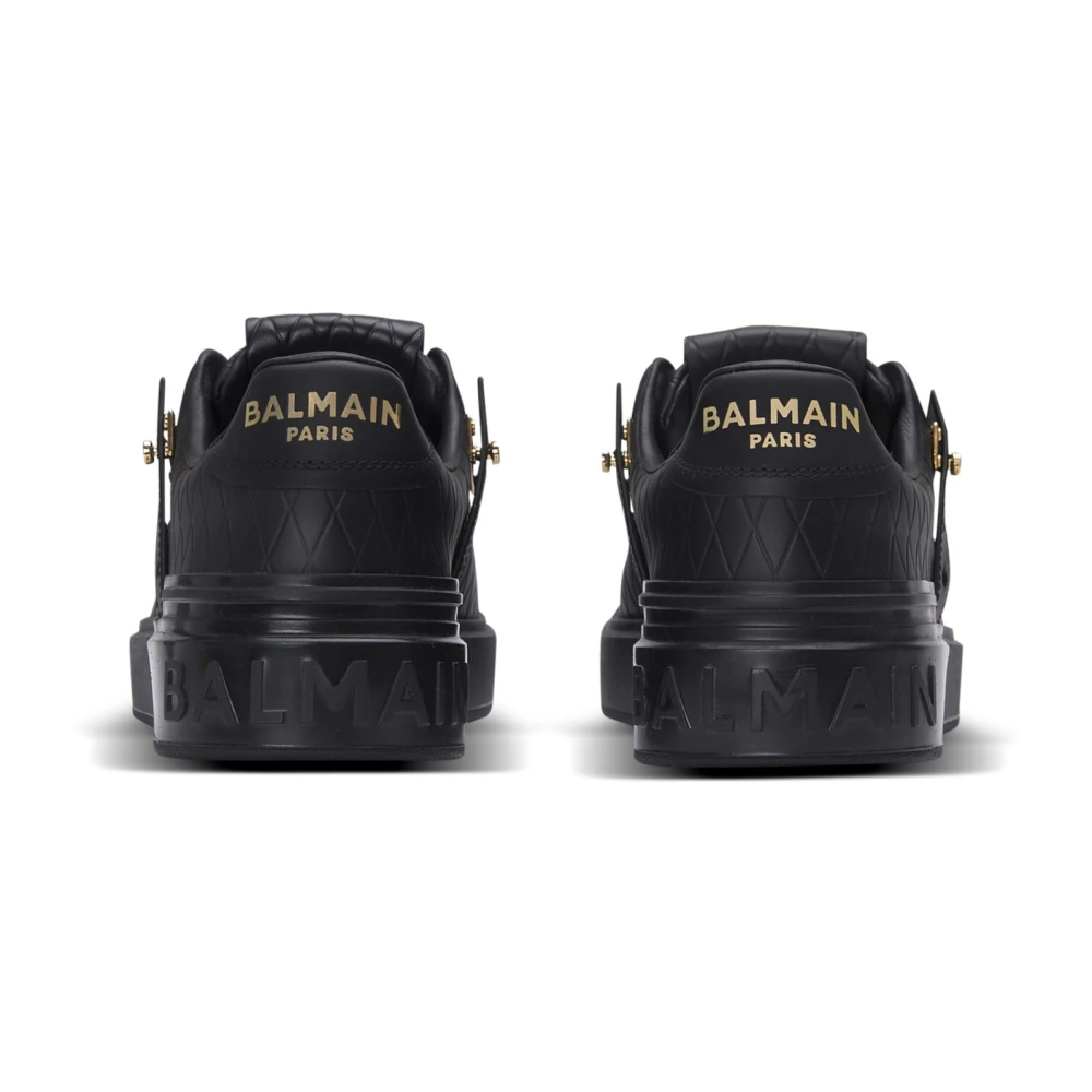 Balmain B-Court B-Buzz sneakers in reliëf kalfsleer Black Dames