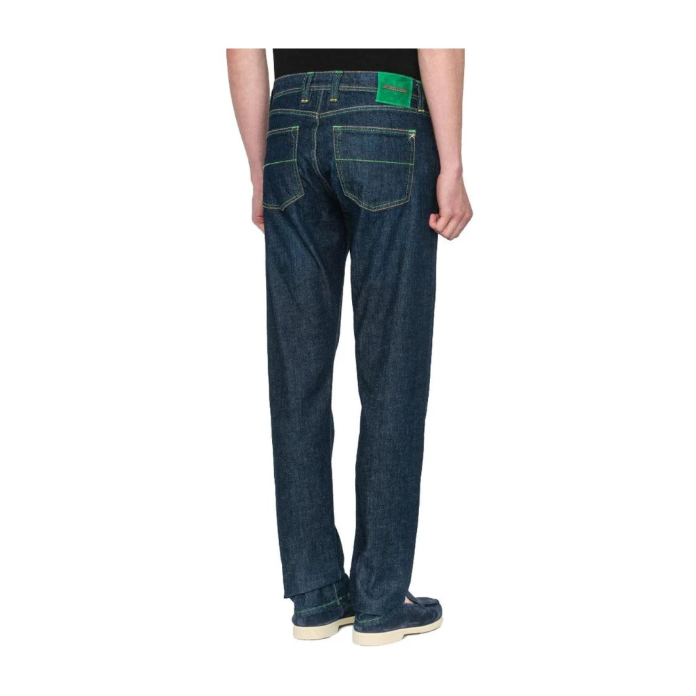 Tramarossa Blauwe Regular Fit Groene Stiksel Jeans Blue Heren