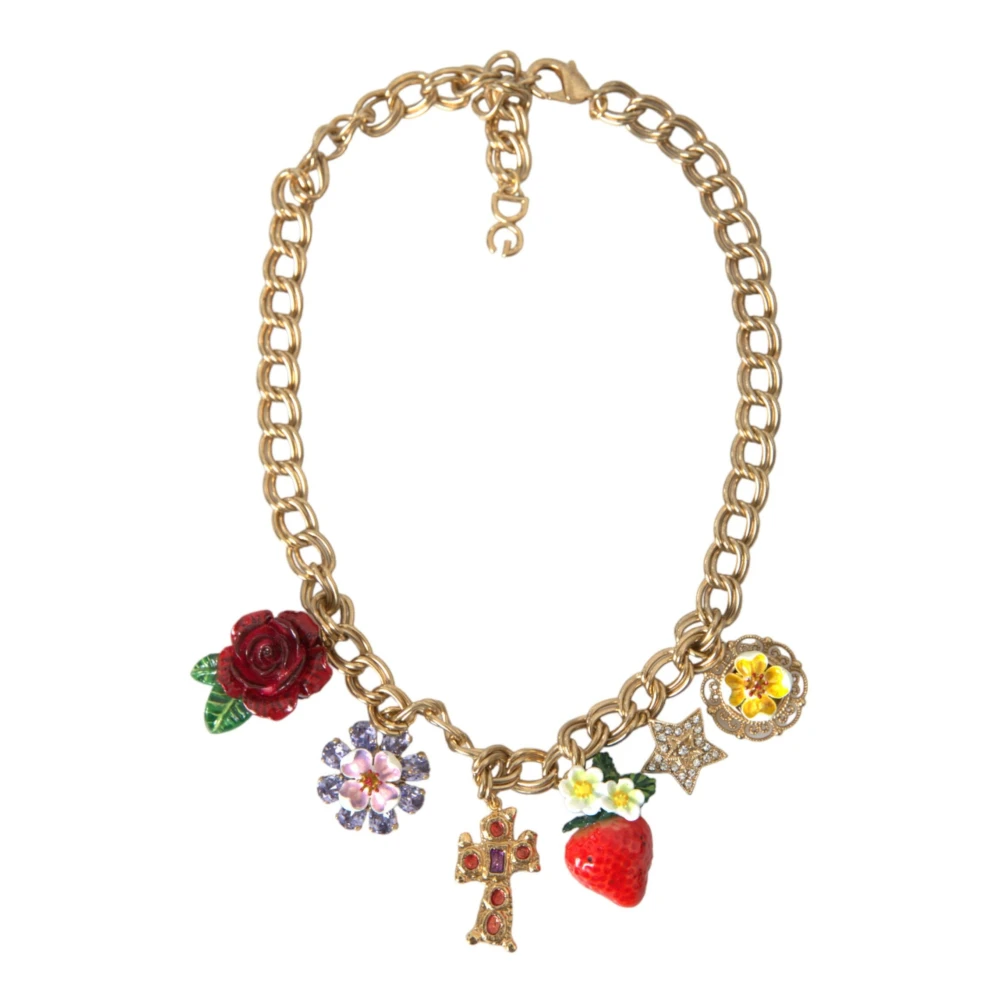 Dolce & Gabbana Vrouw Multicolor Accessoires Dames, Veelkleurig, One Size, Kristal Kruis Hanger Ketting