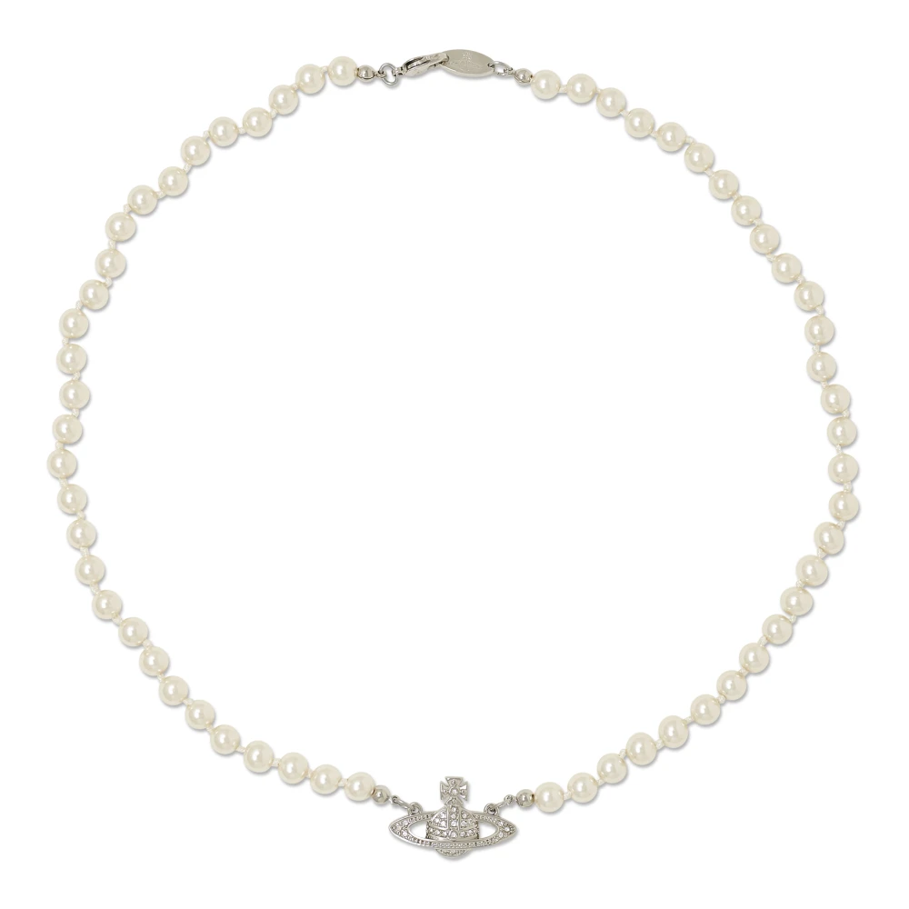 Vivienne Westwood Man. Mini Bas Relief Pearl Necklace Silver Swarovski Pearls / Cubic Zirconia Men - Image 3