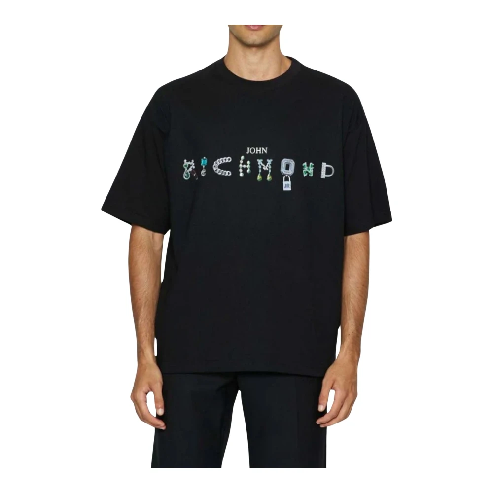 John Richmond Logo Voor Ronde Hals Korte Mouw T-shirt Black Heren