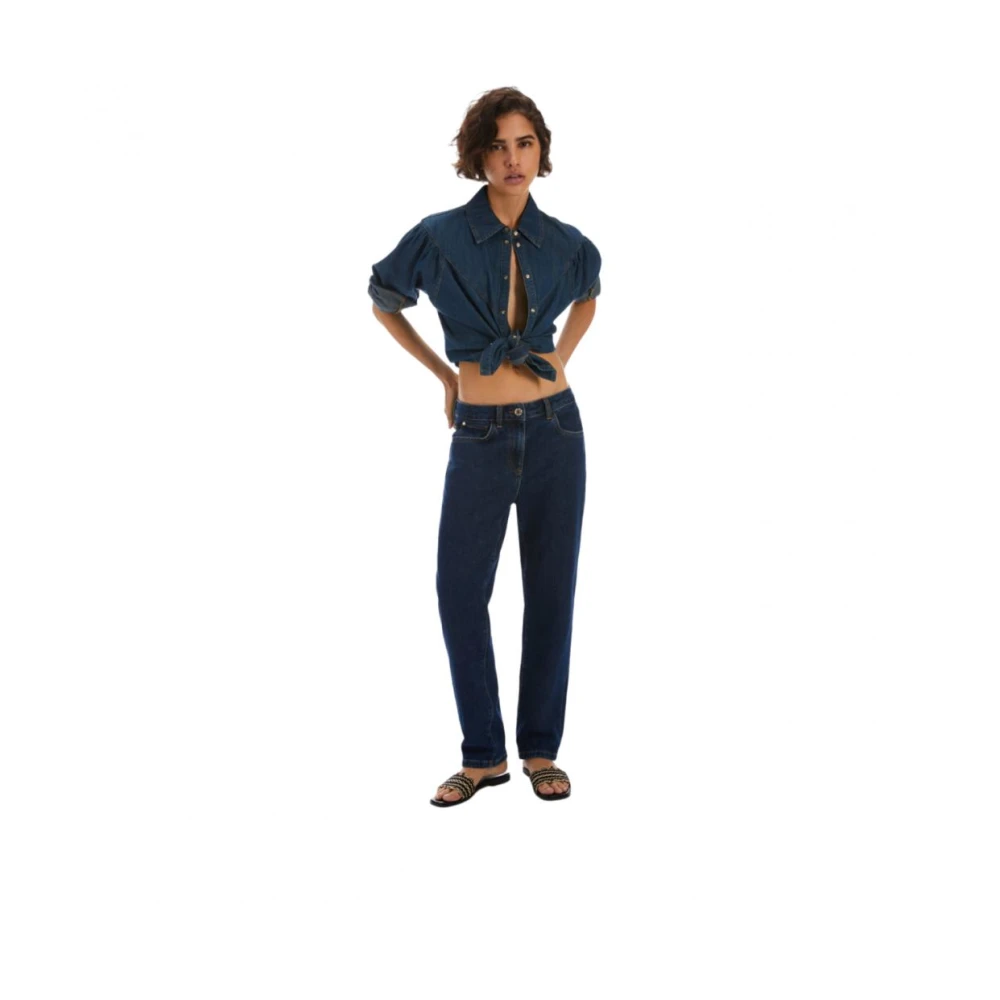 Pennyblack Katoenen Broek Grijs Label Blue Dames