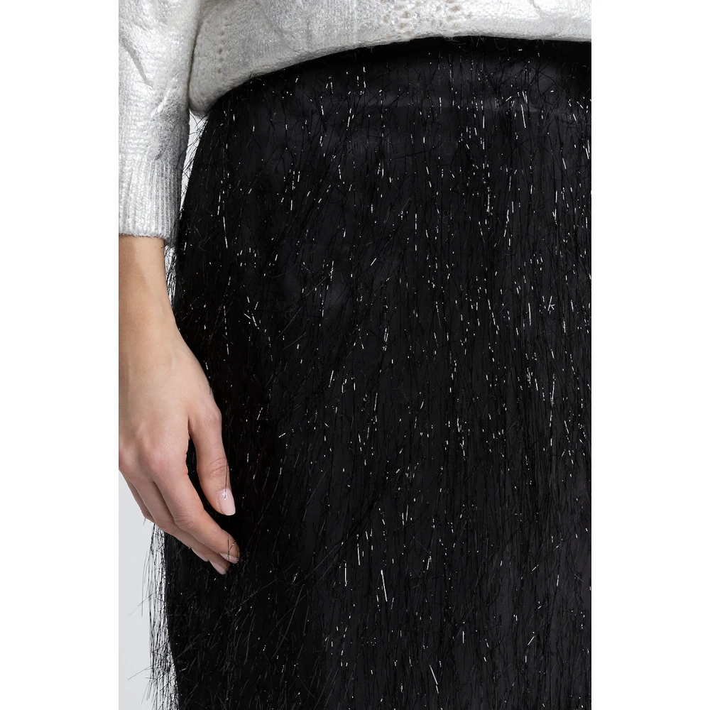 PESERICO Viscose en lurex lange kokerrok Black Dames