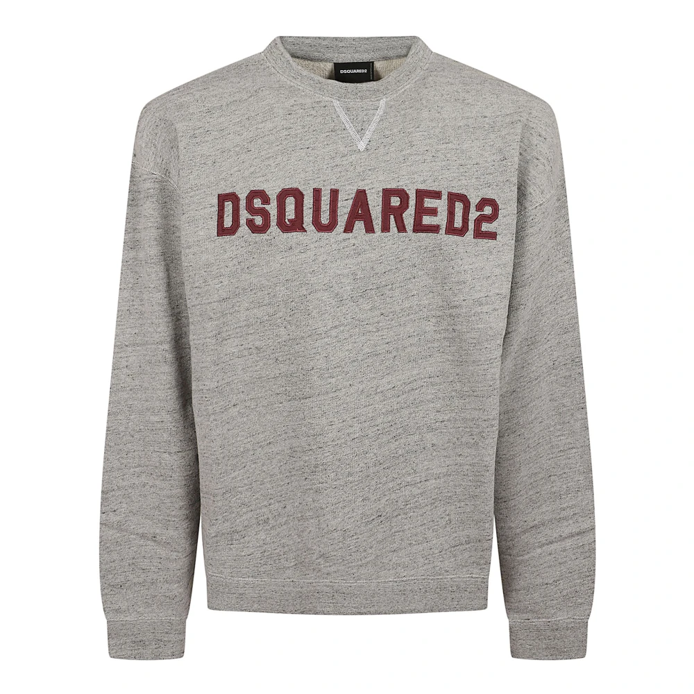 Dsquared2 Men's Gray Sweatshirts, S, D2 College Crew-Neck Sweatshirt
