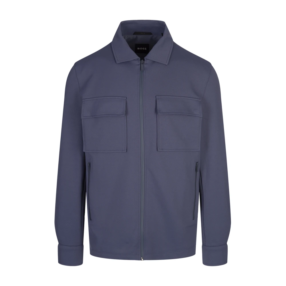 Hugo Boss Blauw Katoenmix Heren Overshirt Blue Heren