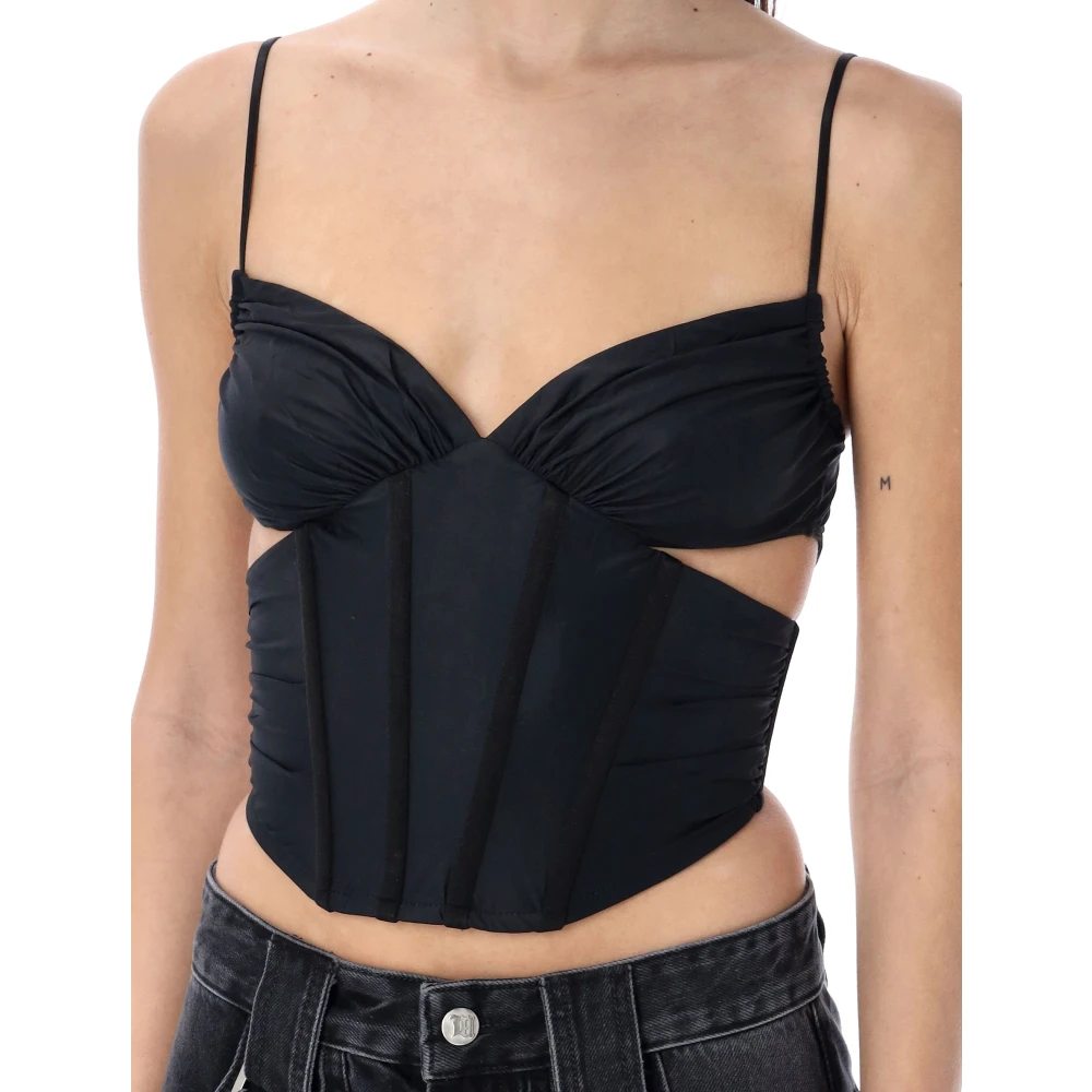 Misbhv Zwart Lycra Korset Top met Ruches Black Dames