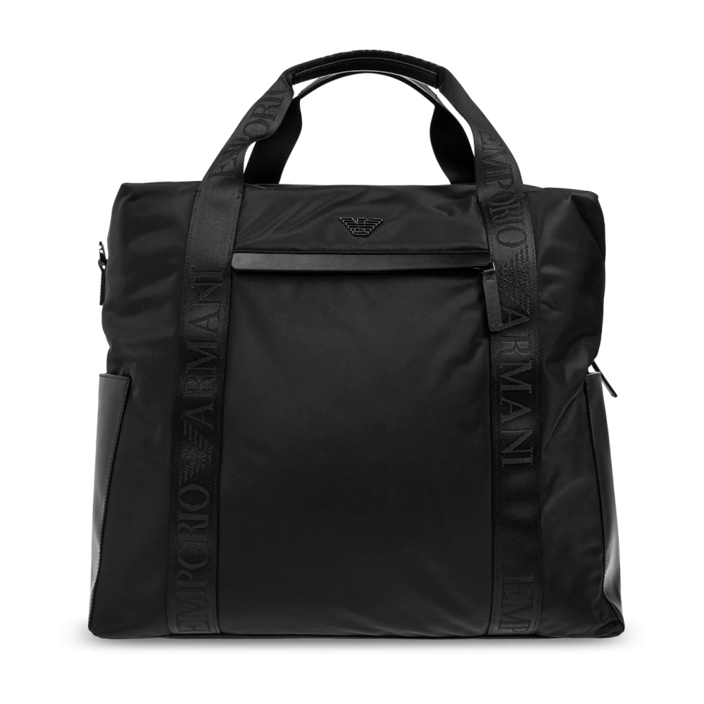 Emporio Armani Men's Black Laptop Bags & Cases, One Size, Handbag With Logo