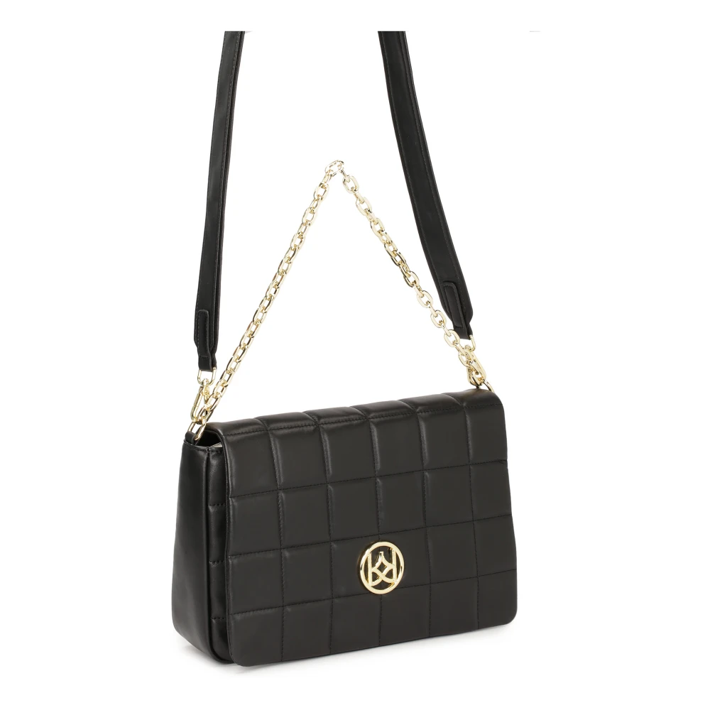 Kazar Zwarte handtas met gewatteerde klep Black Dames
