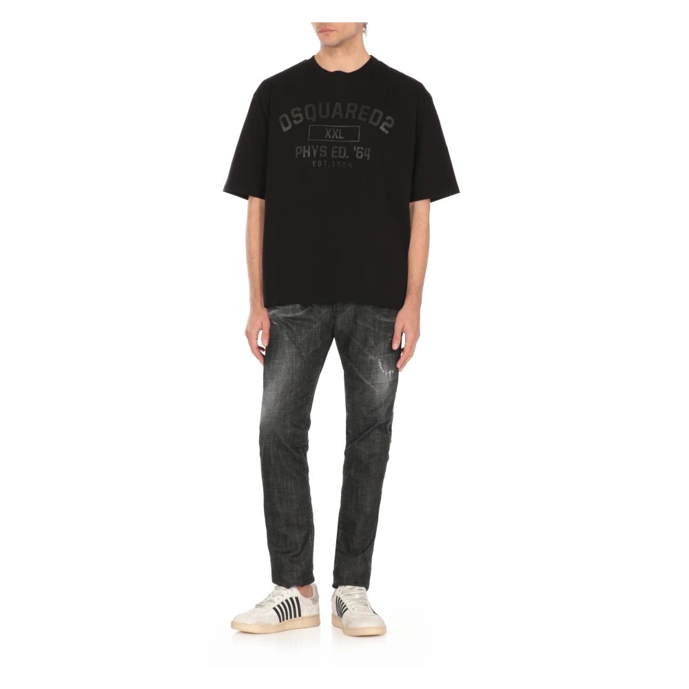 Dsquared2 Zwarte Gescheurde Katoenen Jeans Black Heren