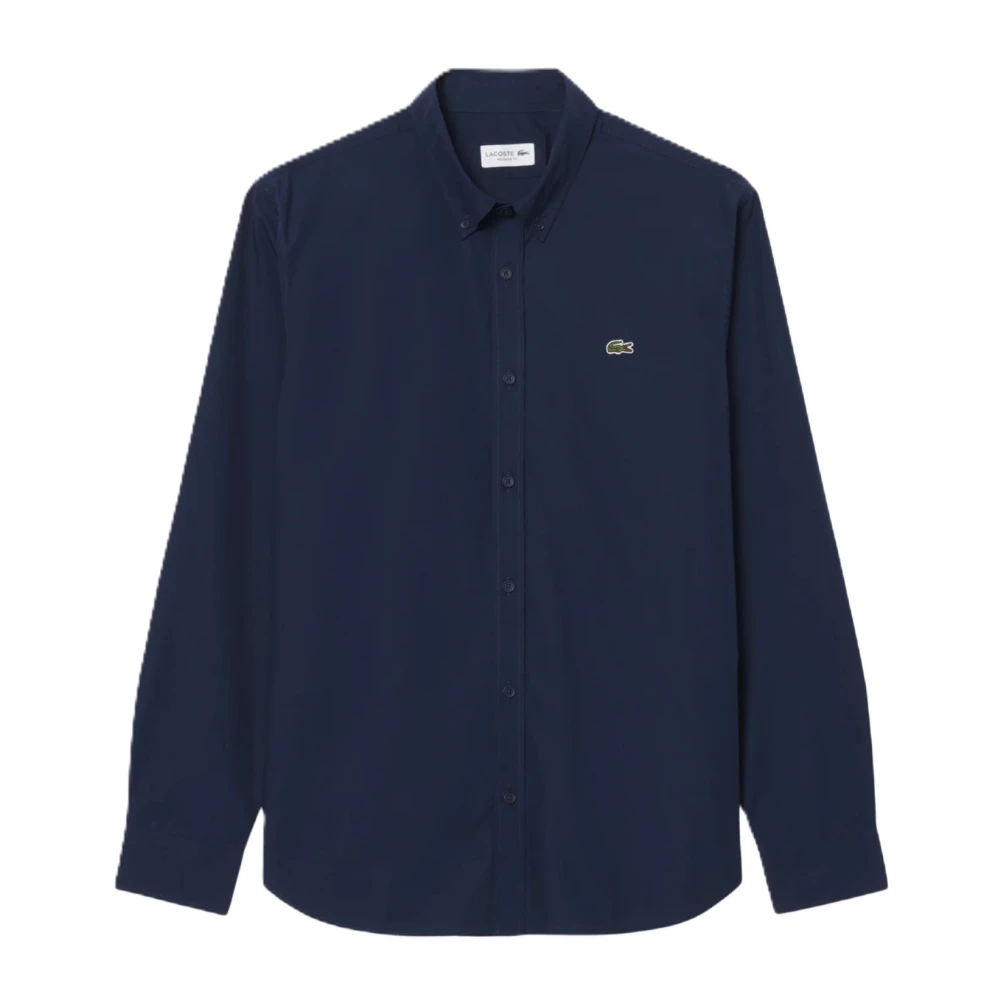 Lacoste Men's Blue Regular Fit Stretch Poplin Shirt - Casual Shirts - M - Shirts