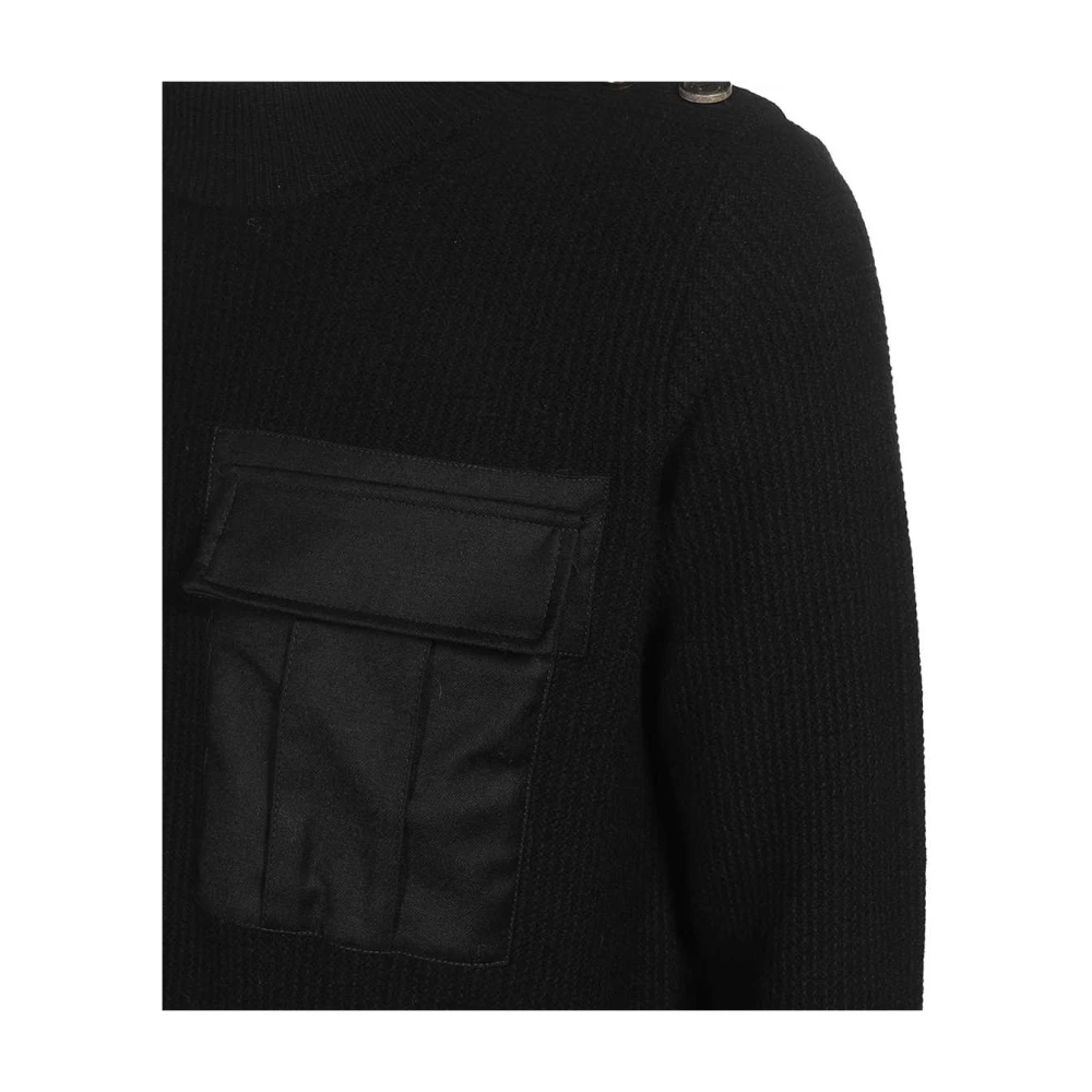 Dondup Geribbelde Kraag Wollen Trui Black Heren