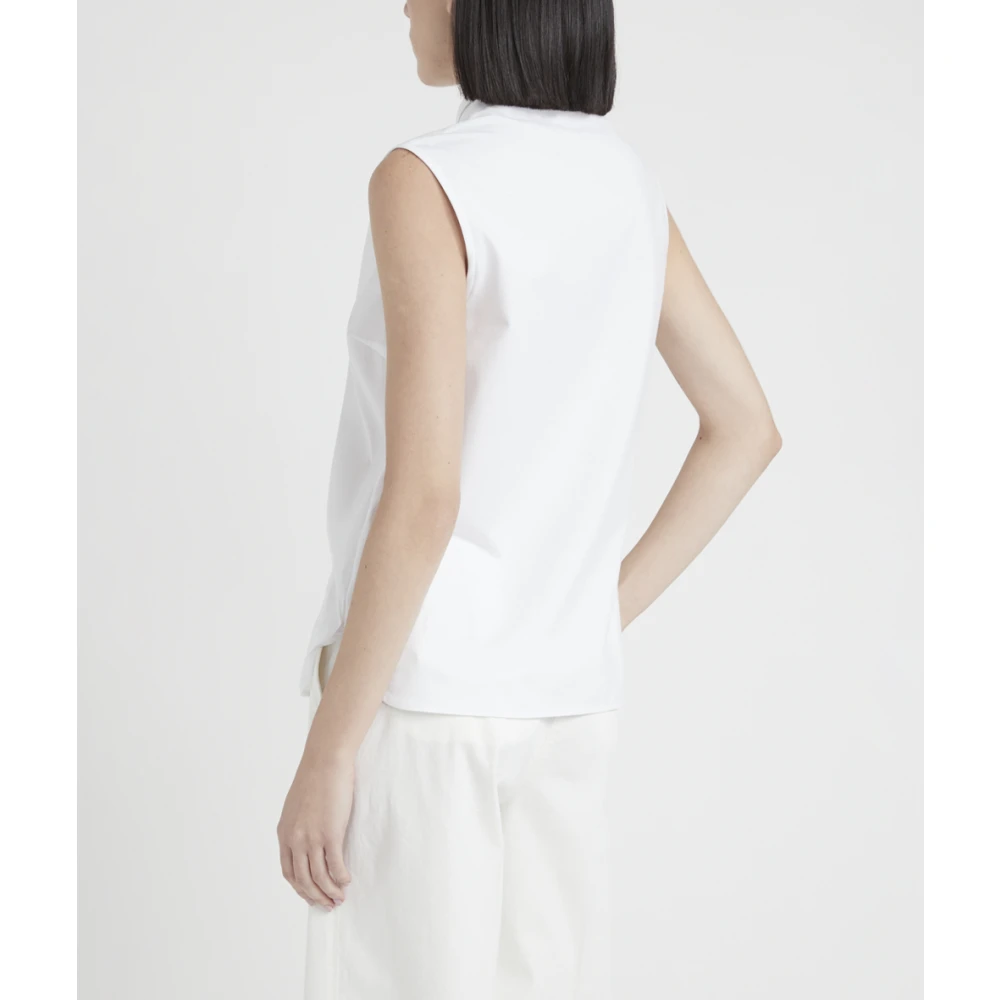 PESERICO Mouwloze Poplin Overhemd White Dames