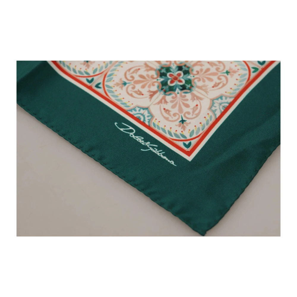 Dolce & Gabbana Groene Zijden Tegelpatroon Sjaal Multicolor Heren