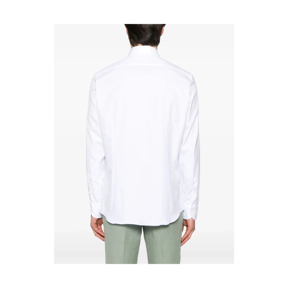 Mazzarelli Witte Button-Down Overhemd Lange Mouwen White Heren