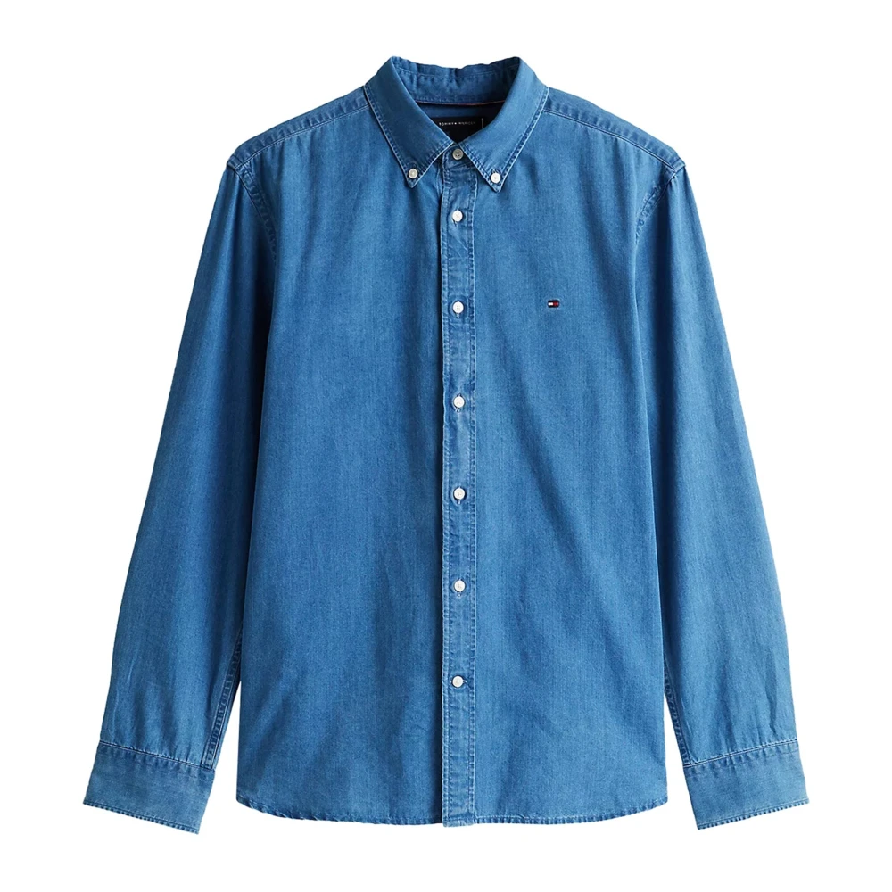 Tommy Hilfiger Men's Blue Chambray Logo Shirt