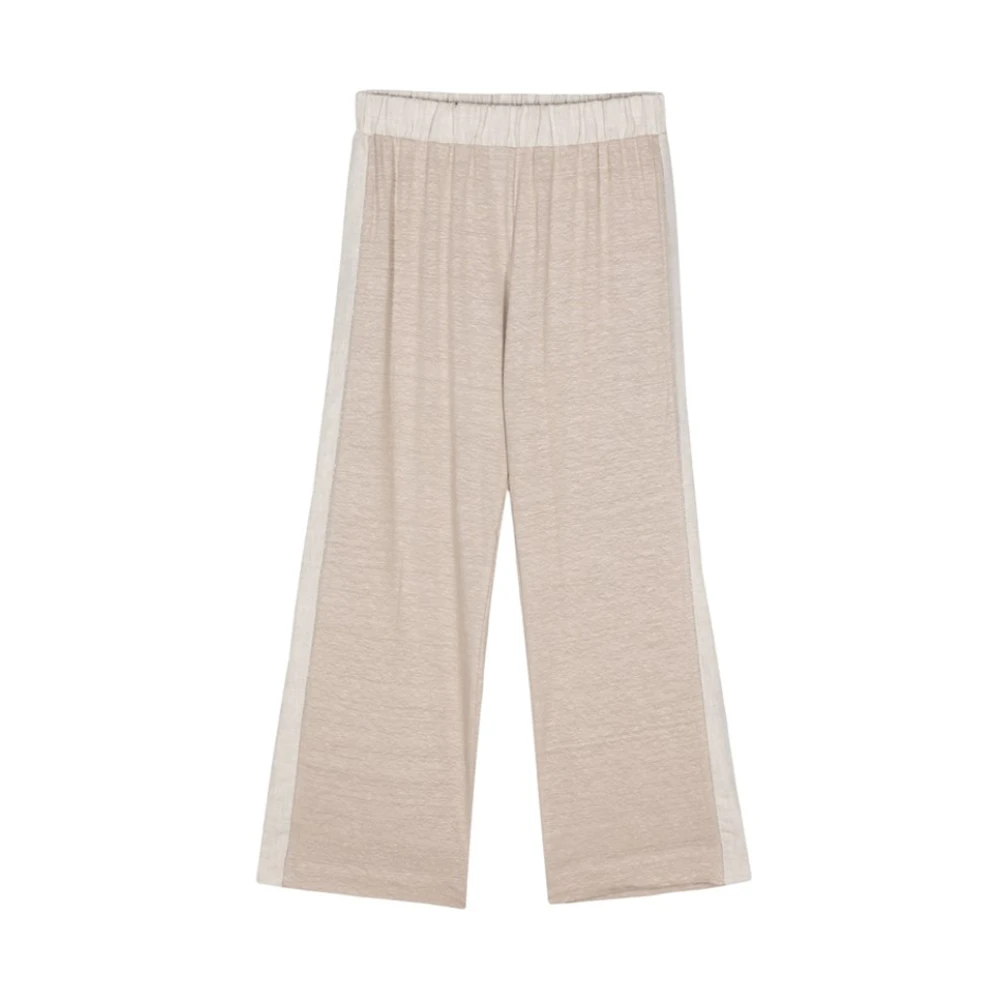 Le Tricot Perugia Beige Linen Blend Cropped Trousers Beige Dames