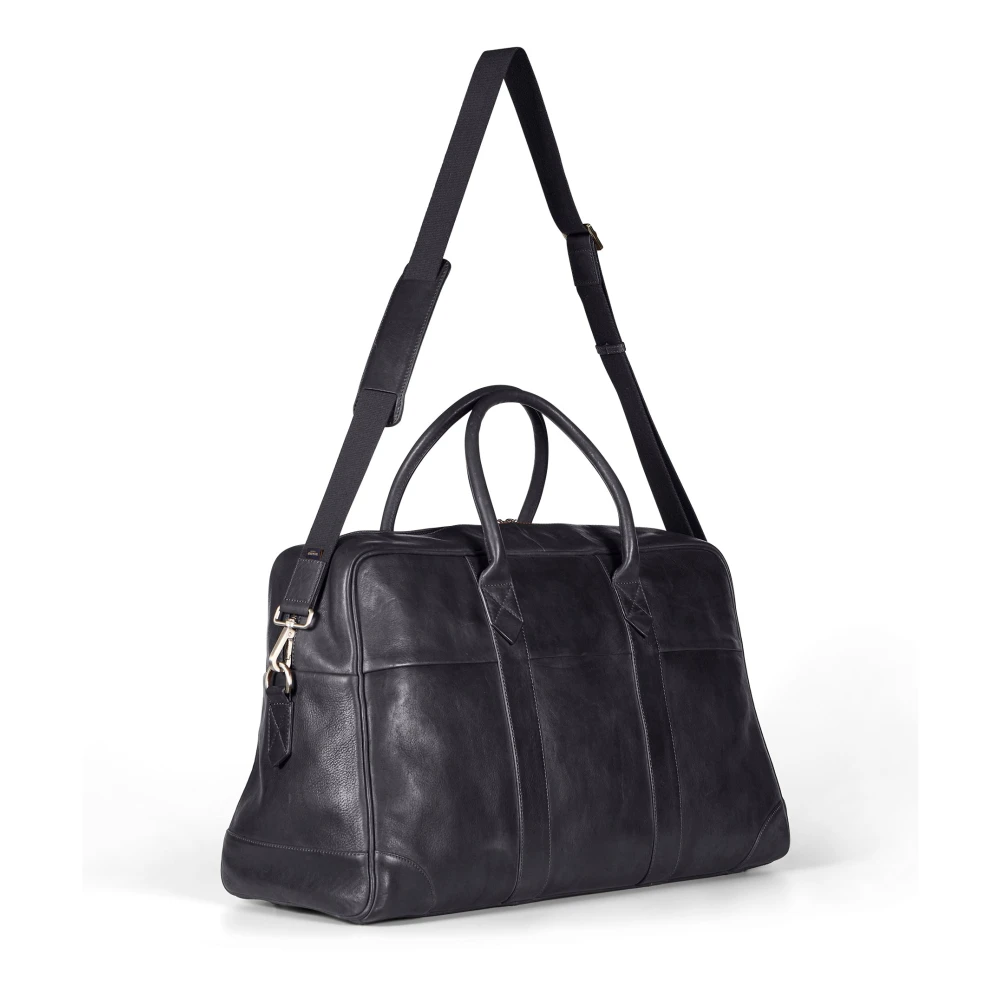 Howard London Zwarte Leren Weekendtas Black Heren