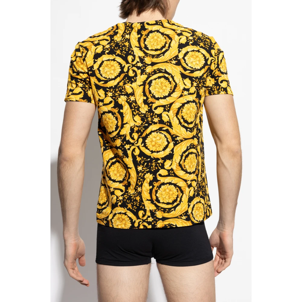 Versace Lingerie T-shirt met Barocco print Yellow Heren