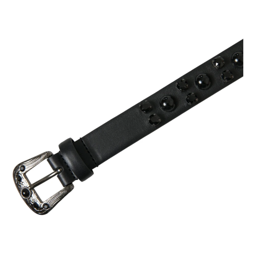 Dolce & Gabbana Gegraveerde Logo Leren Riem Black Dames