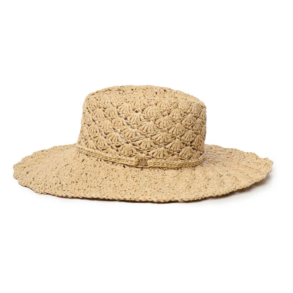 Valentino Garavani Gehaakte Beige Hoed met Gevlochten Hoofdband Beige Dames