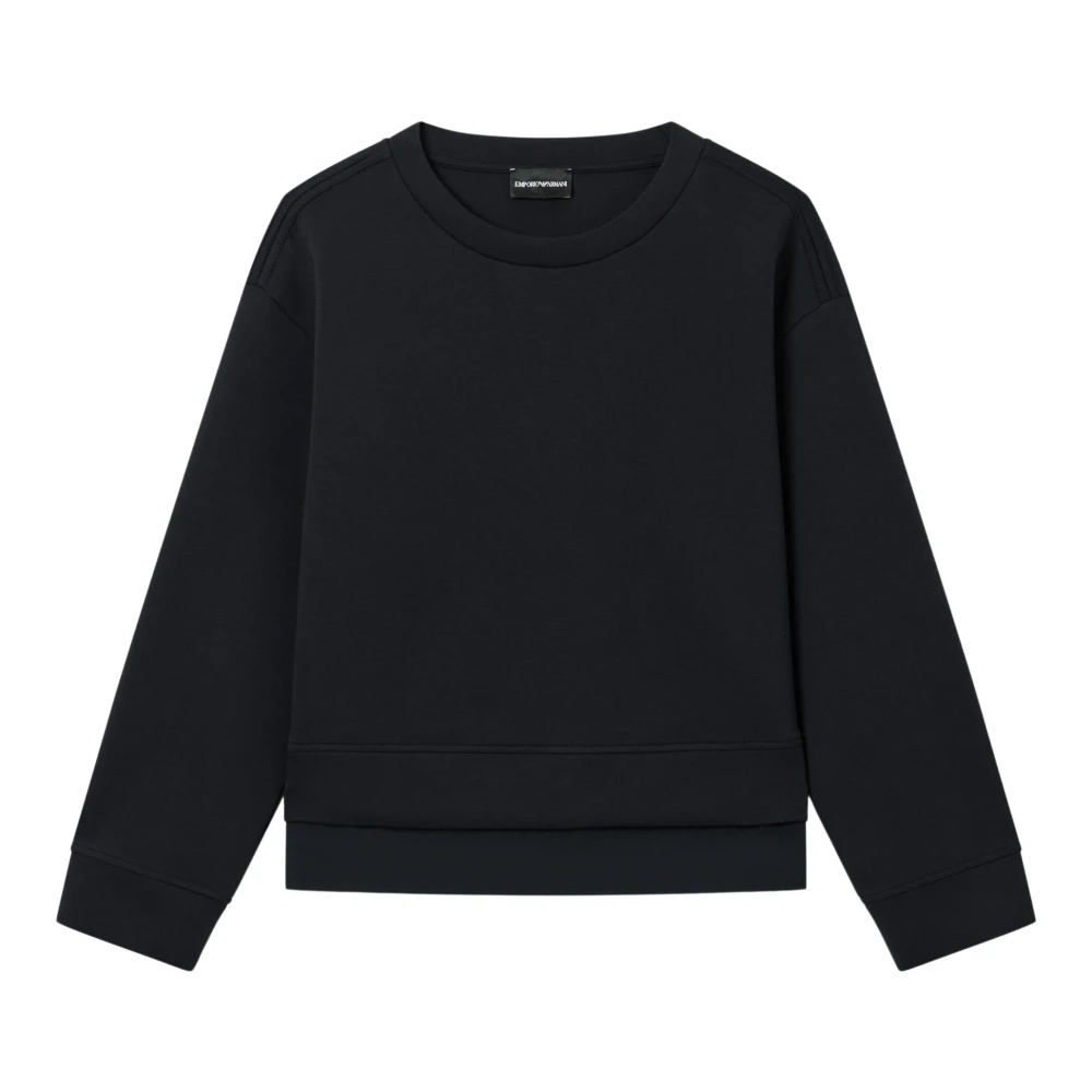 Emporio Armani Vrouw Blauw Hoodies & Sweatvesten Dames, S, Katoen, Travel Essential Double-Hem Sweatshirt