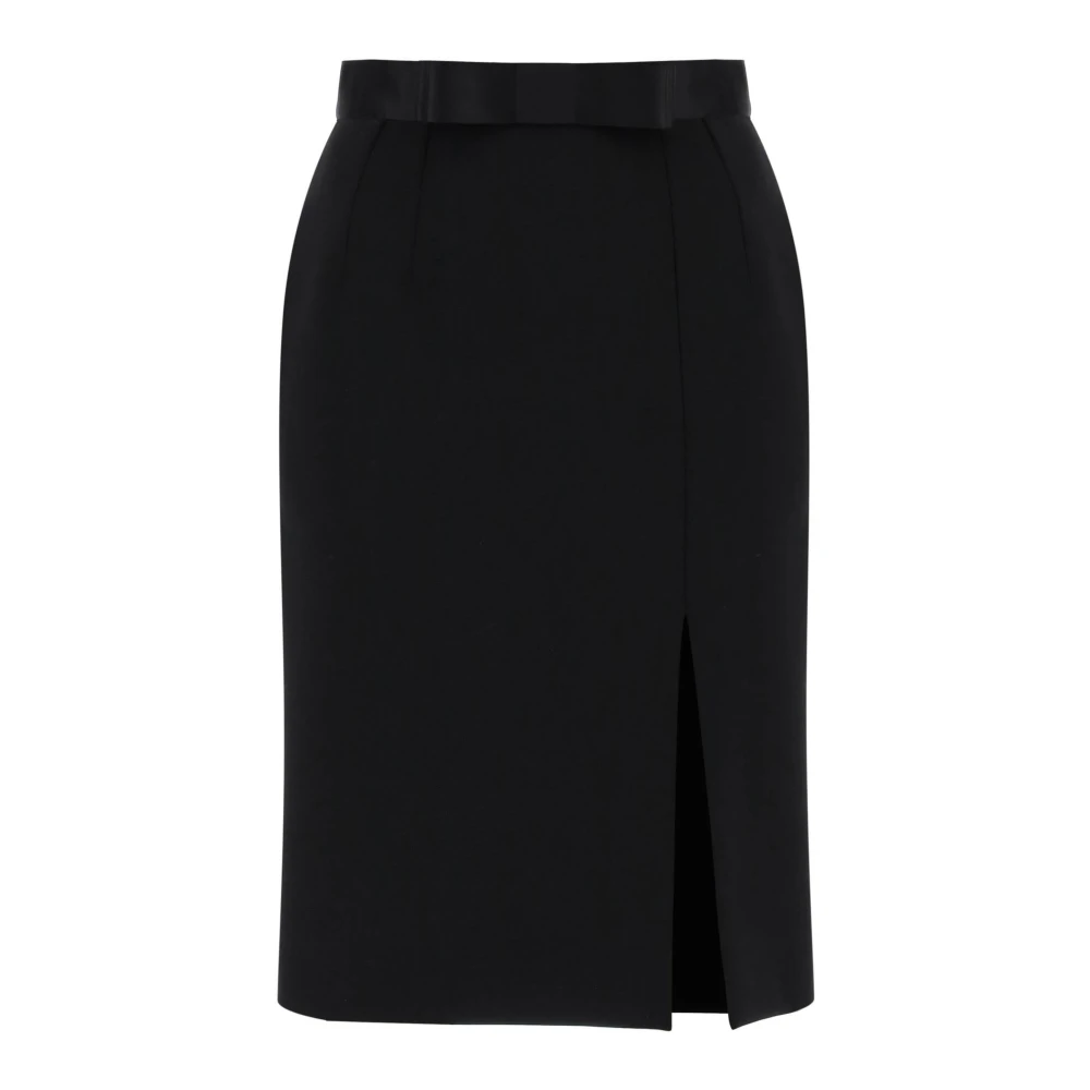 Dolce & Gabbana Women's Black Elegant Satin Waistband Pencil Skirt