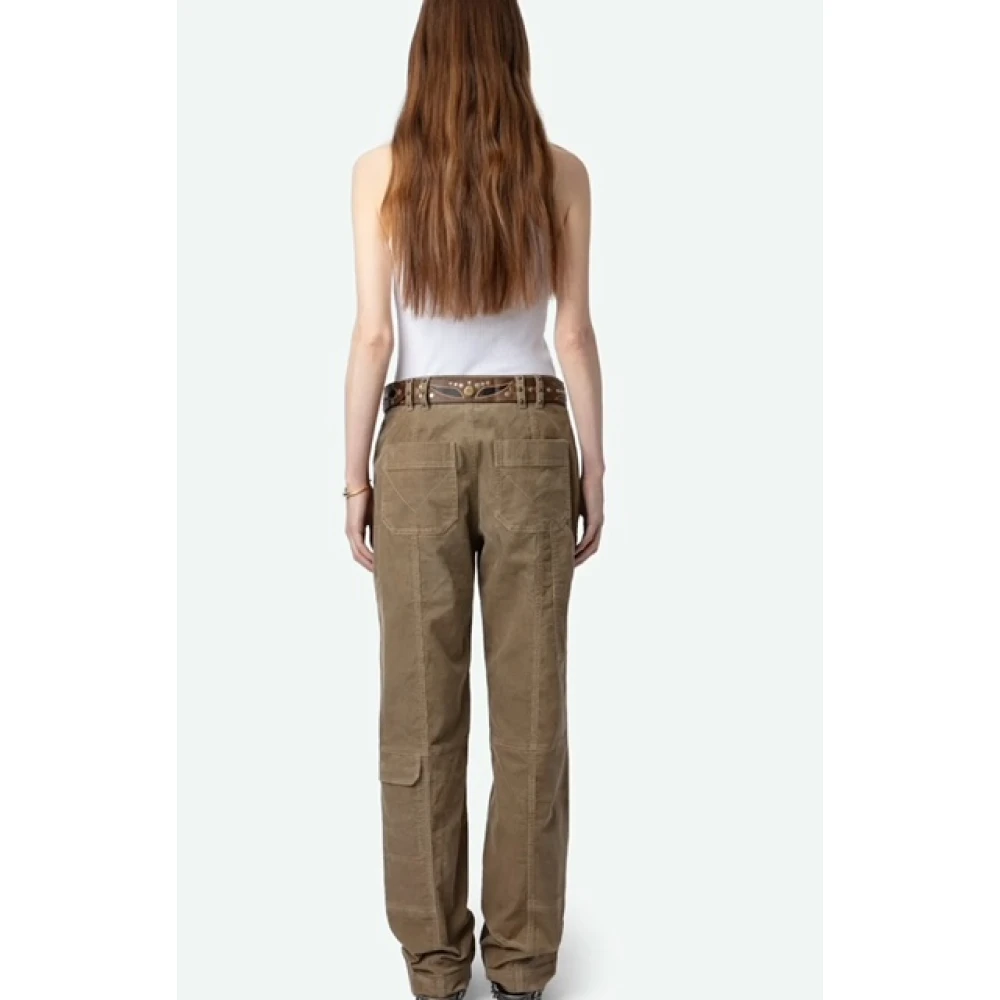 Zadig & Voltaire Bruine Fluwelen Wijde Broek Beige Dames