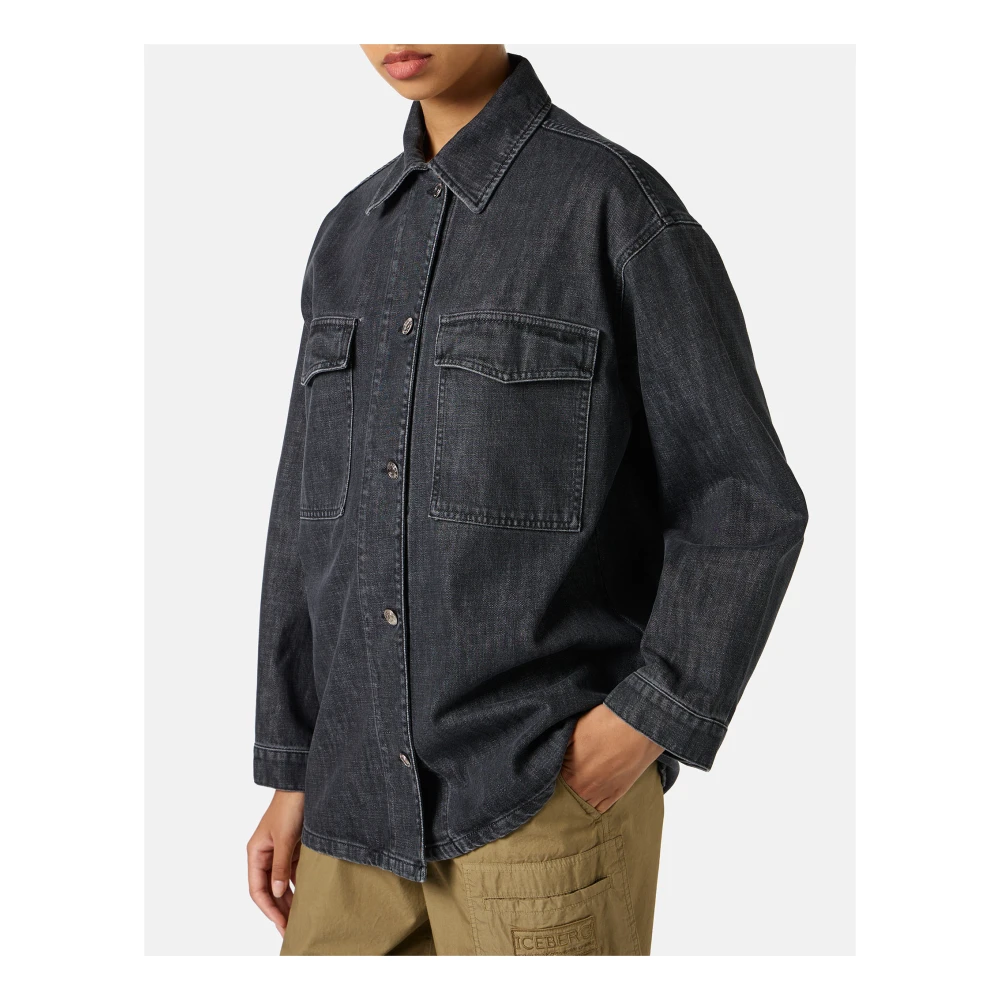 Iceberg Regular fit zwarte jas in zwart vast denim Black Dames