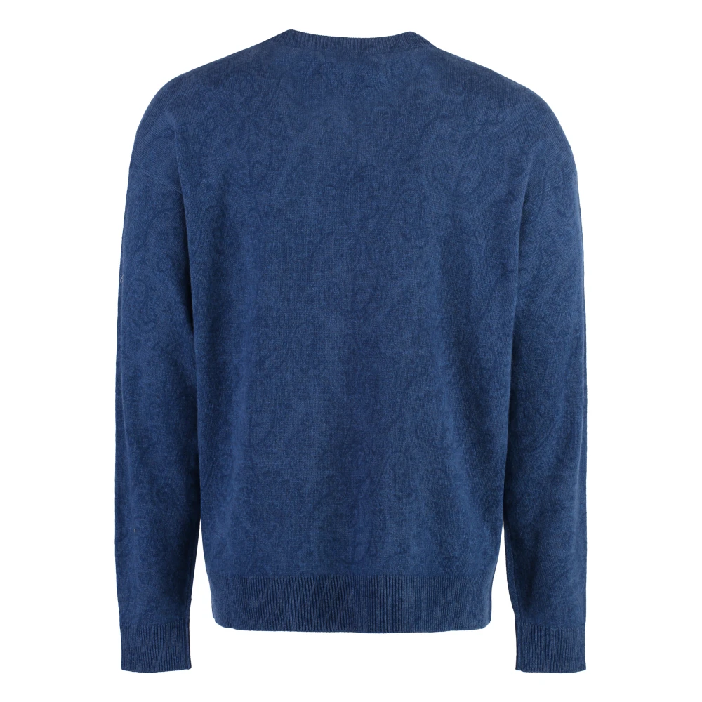 ETRO Wollen Trui met Paisley Motief Blue Heren