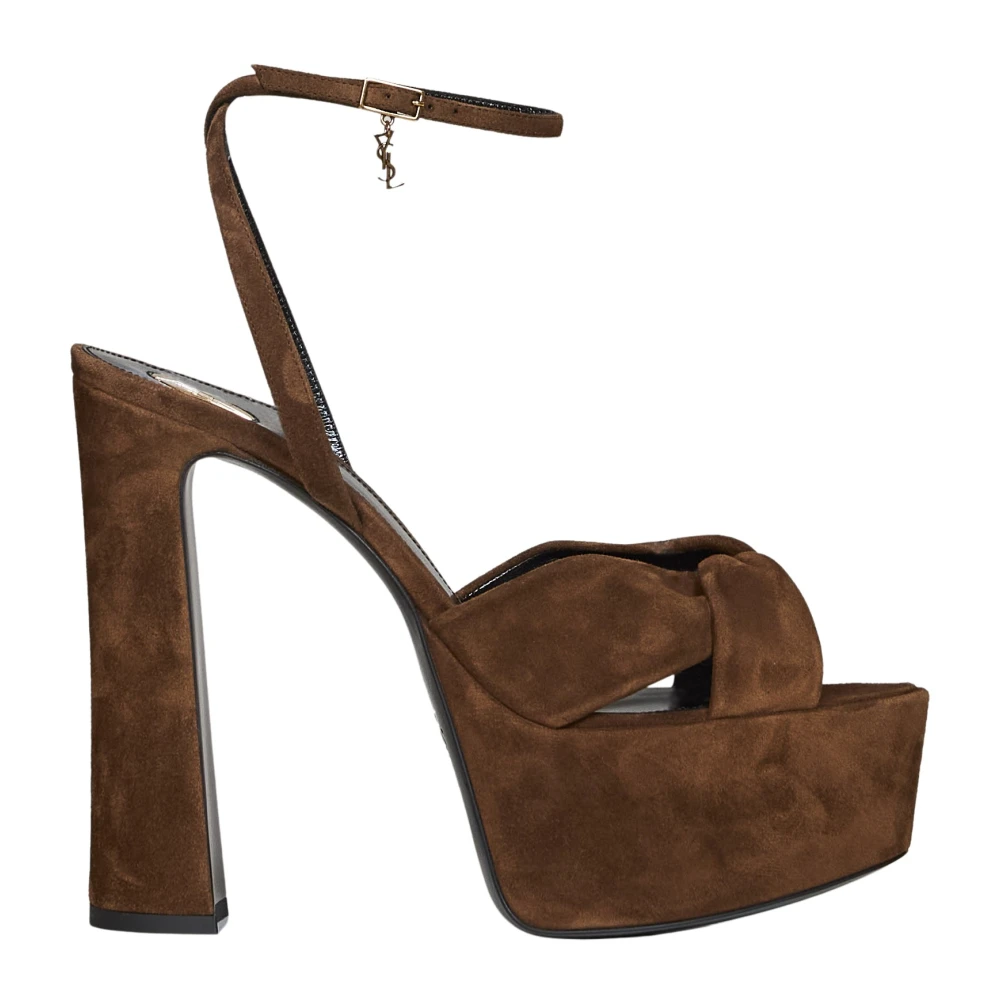 Saint Laurent Women's Brown High Heel Sandals, 7 Uk, Franciane Platform Sandals