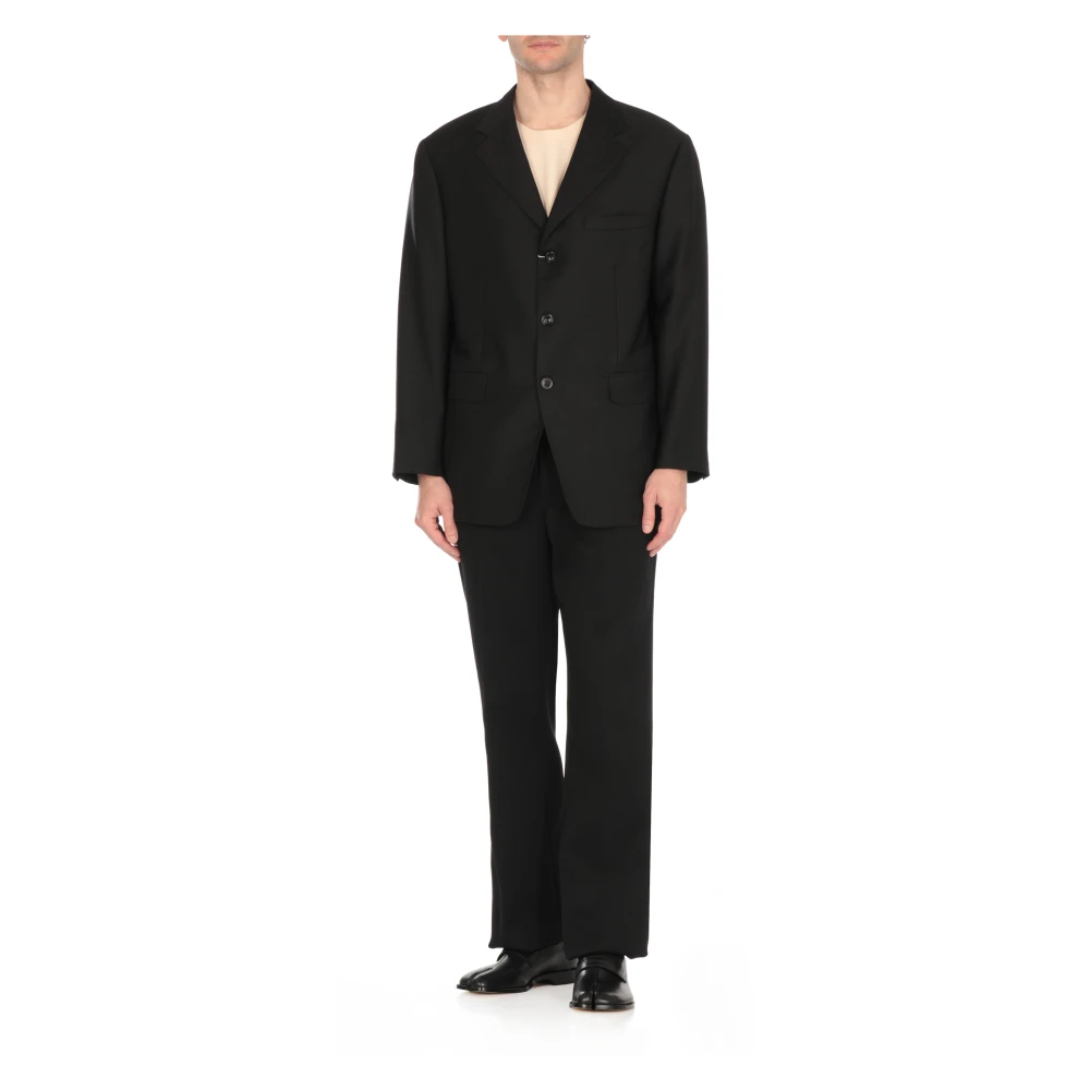 Maison Margiela Zwarte Wollen Jas Klassieke Stijl Black Heren