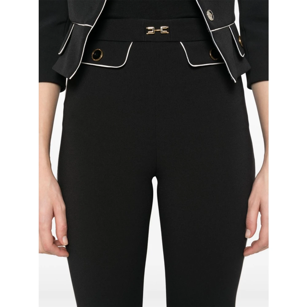 Elisabetta Franchi Zwarte broek met biesdetail Black Dames