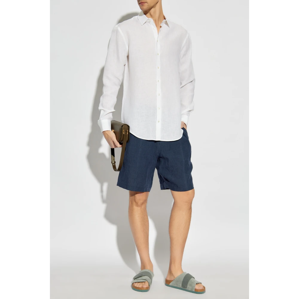 Emporio Armani Linnen shorts Blue Heren
