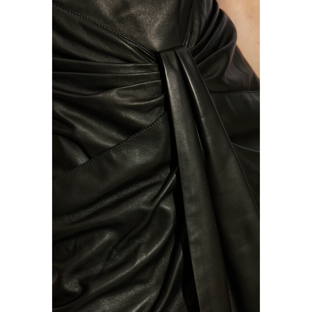 Balmain Leren aansluitende jurk Black Dames