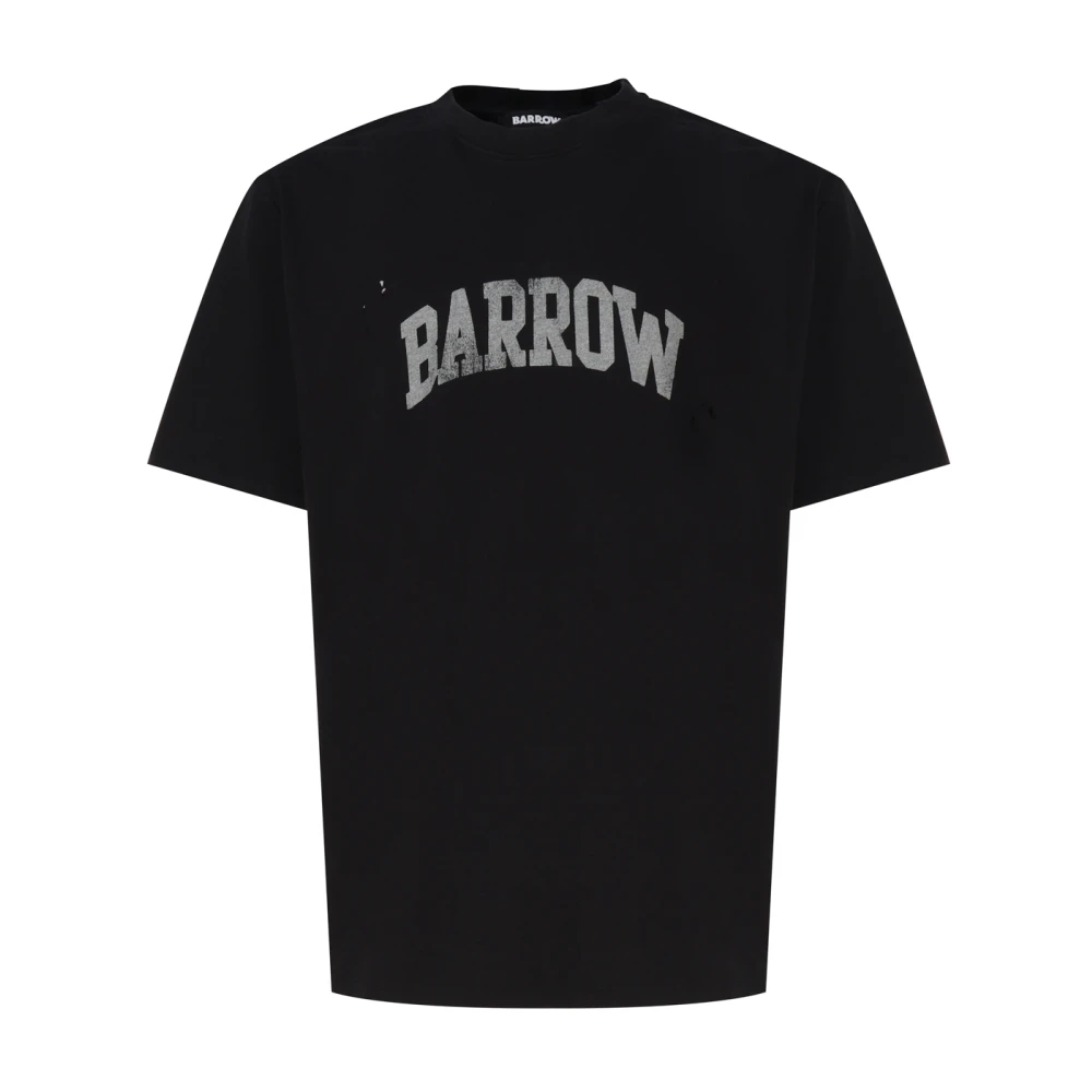 Barrow Zwart Logo Print Katoenen T-shirt Black Heren