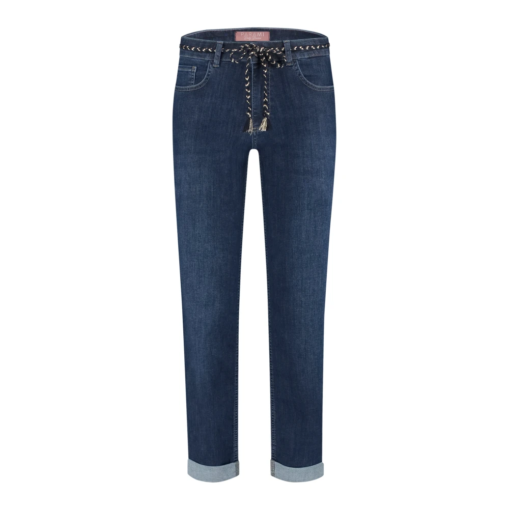 Parami Högmidjade raka ben jeans Blue, Dam