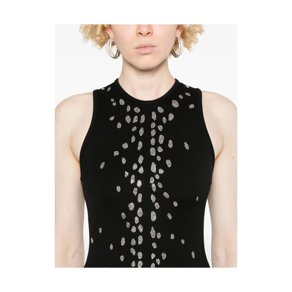 David Koma Zwarte Mouwloze Ronde Hals Jurk Black Dames