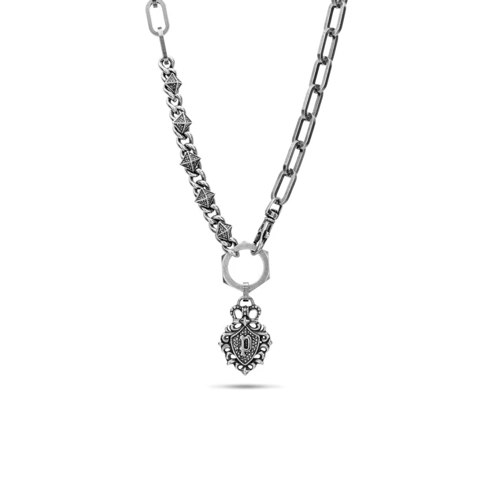 Police Men's Gray Necklace Crest - Necklaces - One Size - Accessories