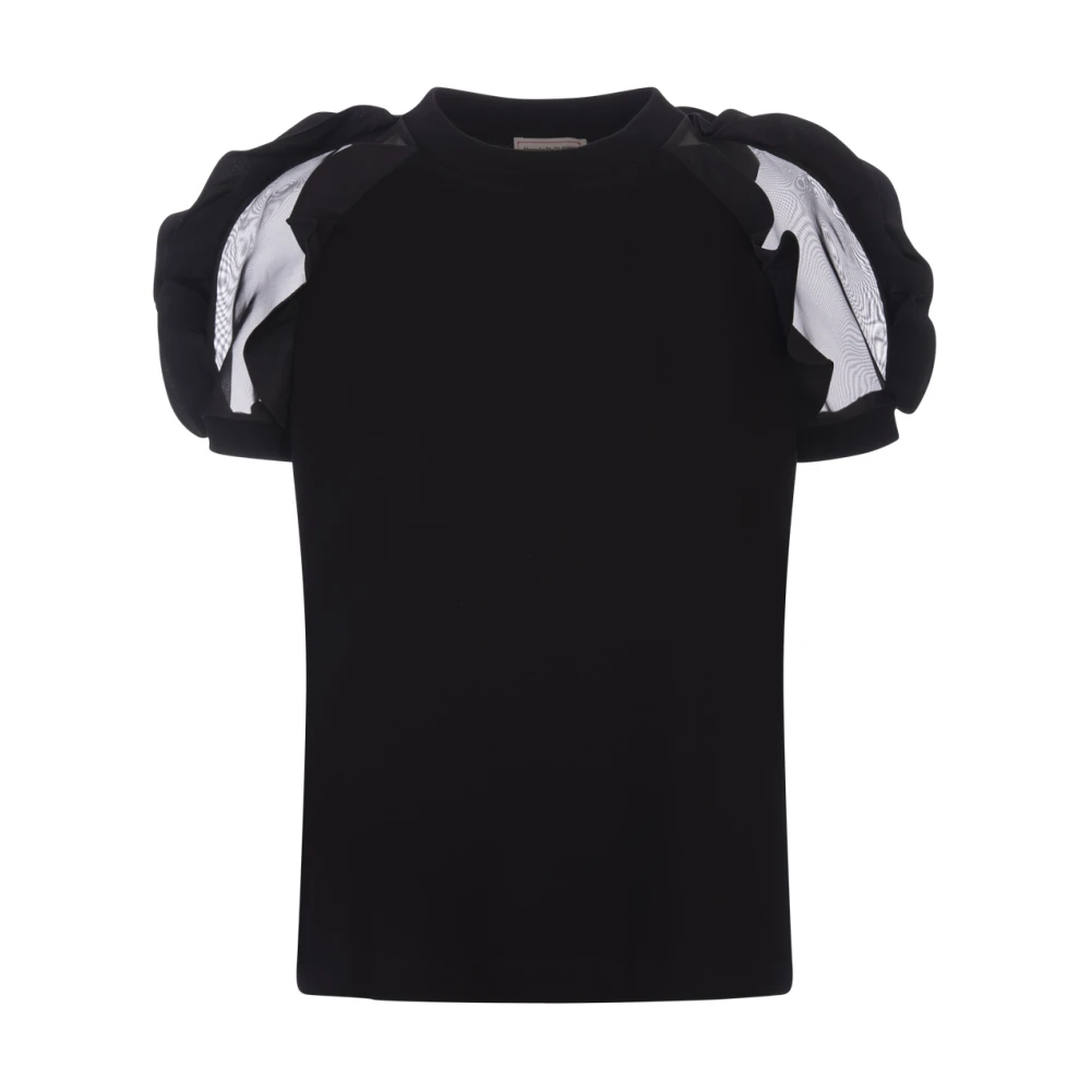 Alexander mcqueen Zwart T-shirt met Organza Mouwen Black Dames