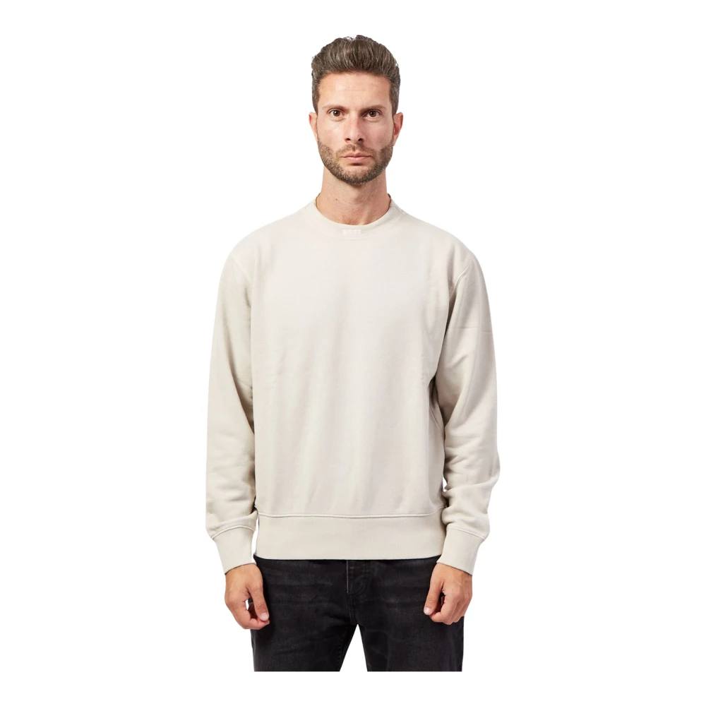 Boss Beige Crewneck Sweater Orange Collection Beige Heren