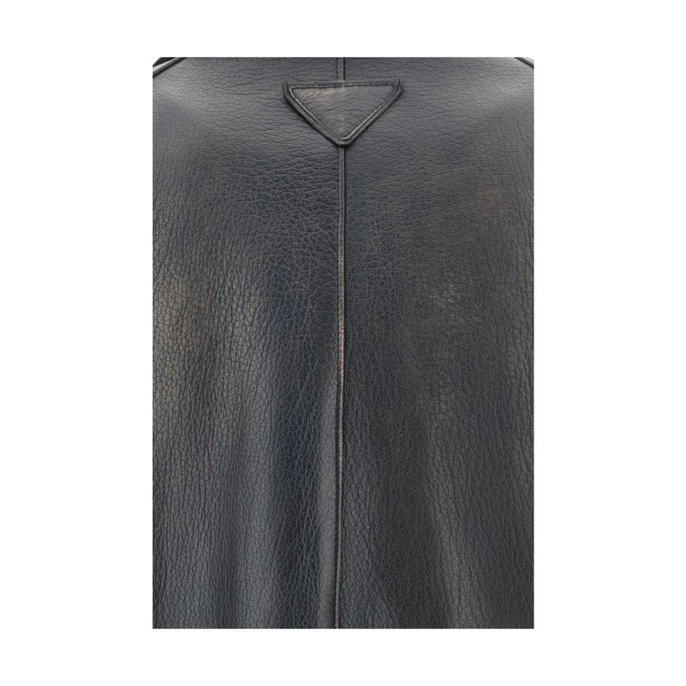 Prada Klassieke leren jas met verstelbare tailleband Black Dames