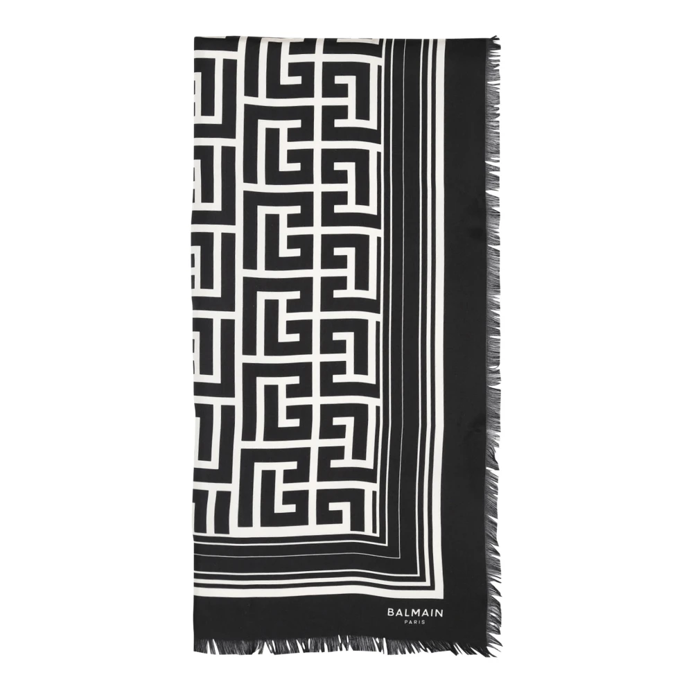Balmain Zijden monogram sjaal Black Dames