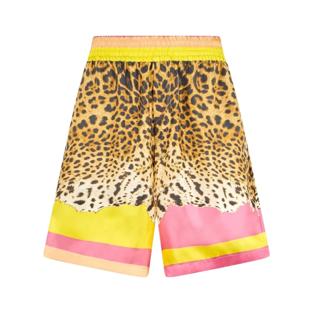 Roberto Cavalli Men's Multicolor Pop Print Silk Bermuda Shorts - Beachwear - L - Swimwear